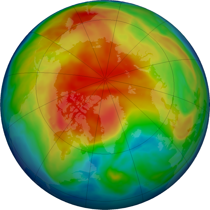 Arctic ozone map for 09 January 2019